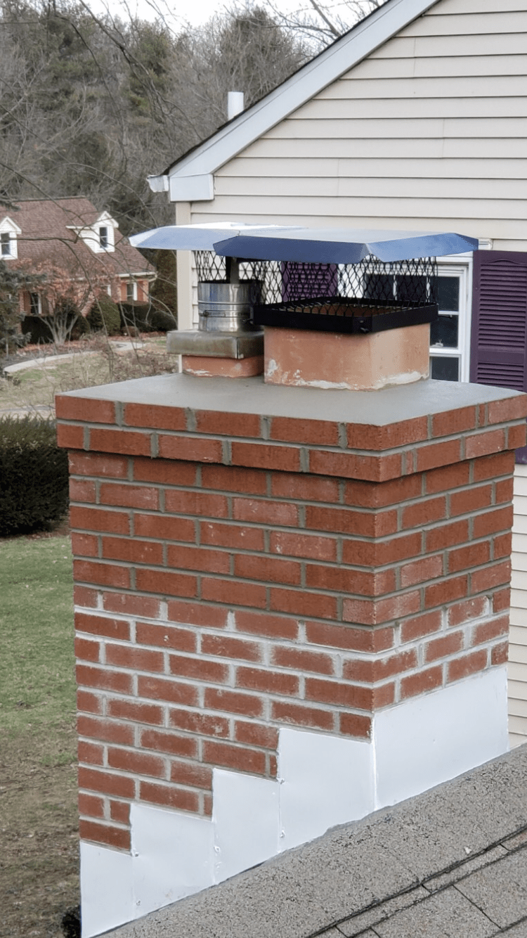 Brick chimney and crown,  Simmers & Sons Masonry, LLC, West Chester, PA.